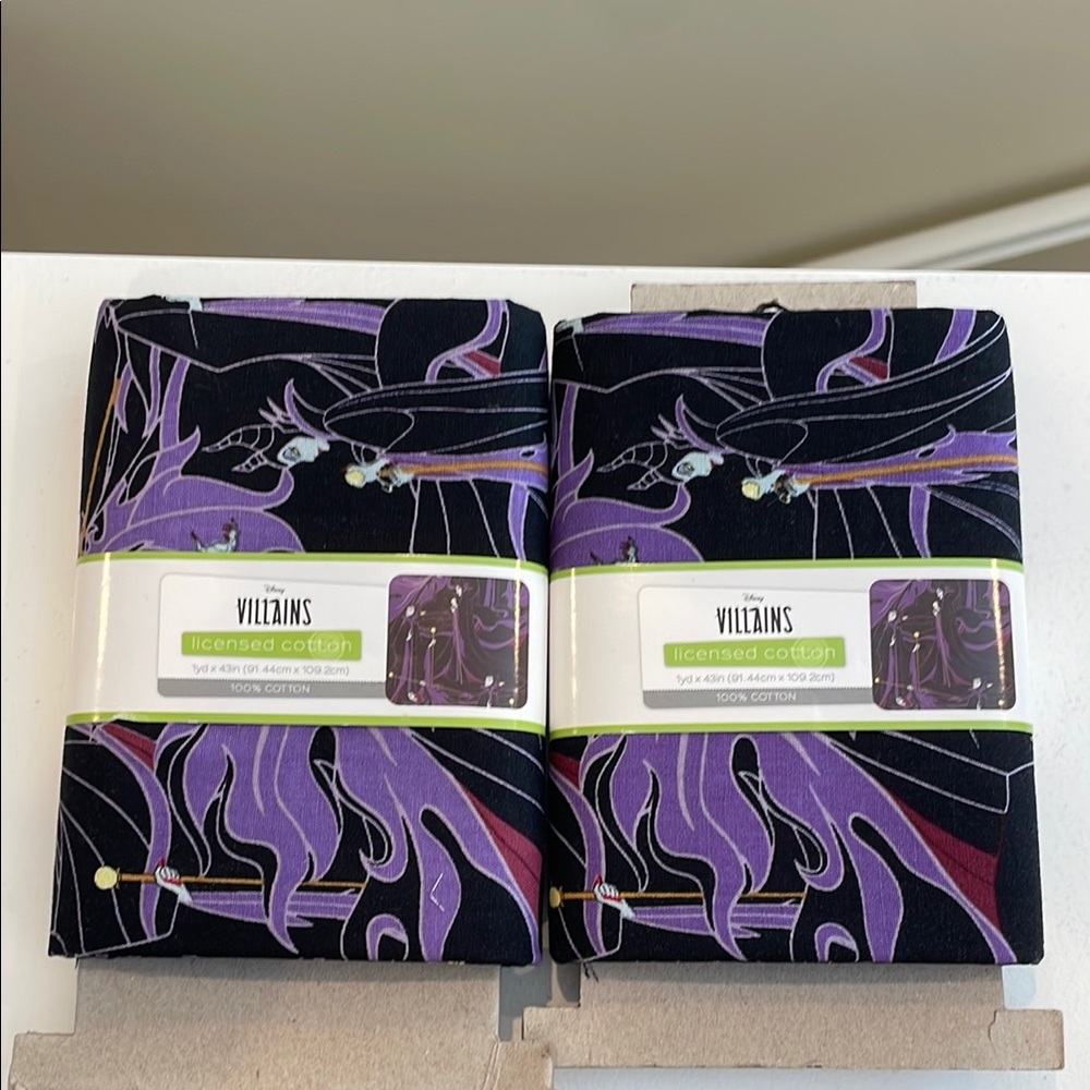 New 2 pk of Disney Villains Maleficent Precut Sewing and Craft Fabric